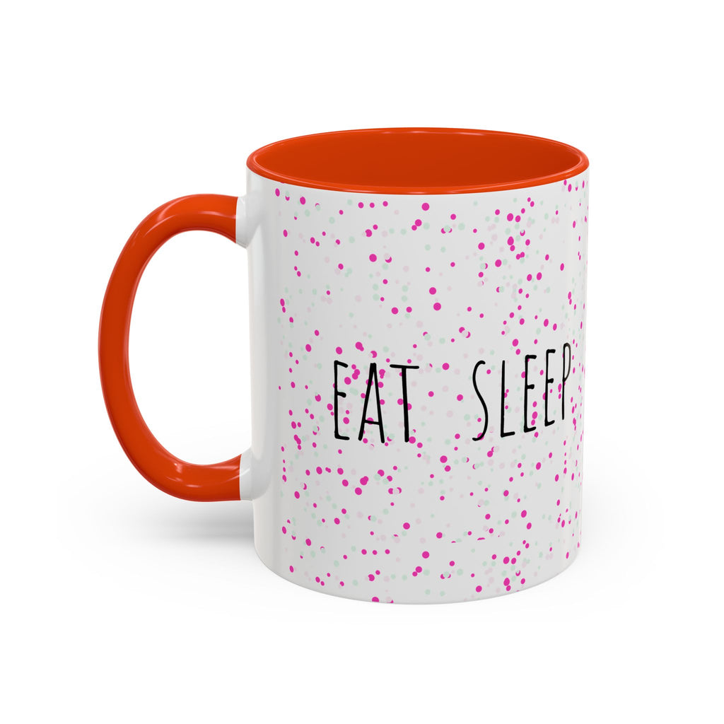 Eat Sleep Bake Repeat Mug | Pink Confetti Ceramic Coffee Cup (11oz, 15oz)