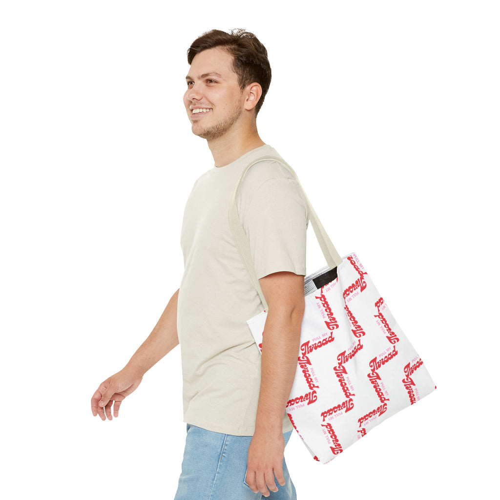 Retro Script 'Pull My Thread" Tote Bag — All-Over Print Fashion Tote