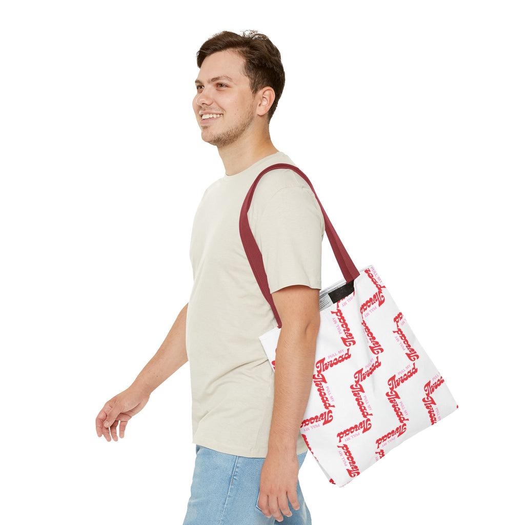 Retro Script 'Pull My Thread" Tote Bag — All-Over Print Fashion Tote