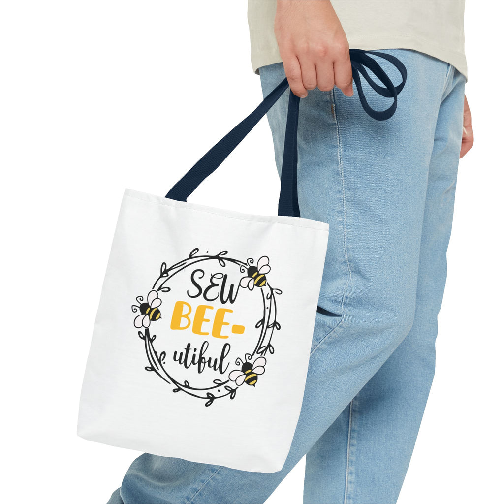 Sew Bee-utiful Tote Bag White | bee sewing craft motif