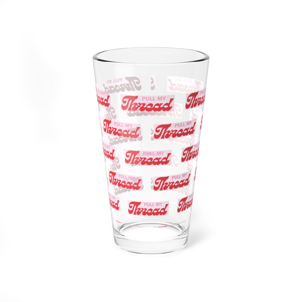 16oz Mixing Glass — Retro 'Pull My Thread' Pattern Cocktail Glass