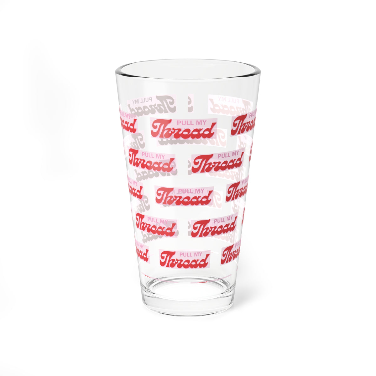 16oz Mixing Glass — Retro 'Pull My Thread' Pattern Cocktail Glass