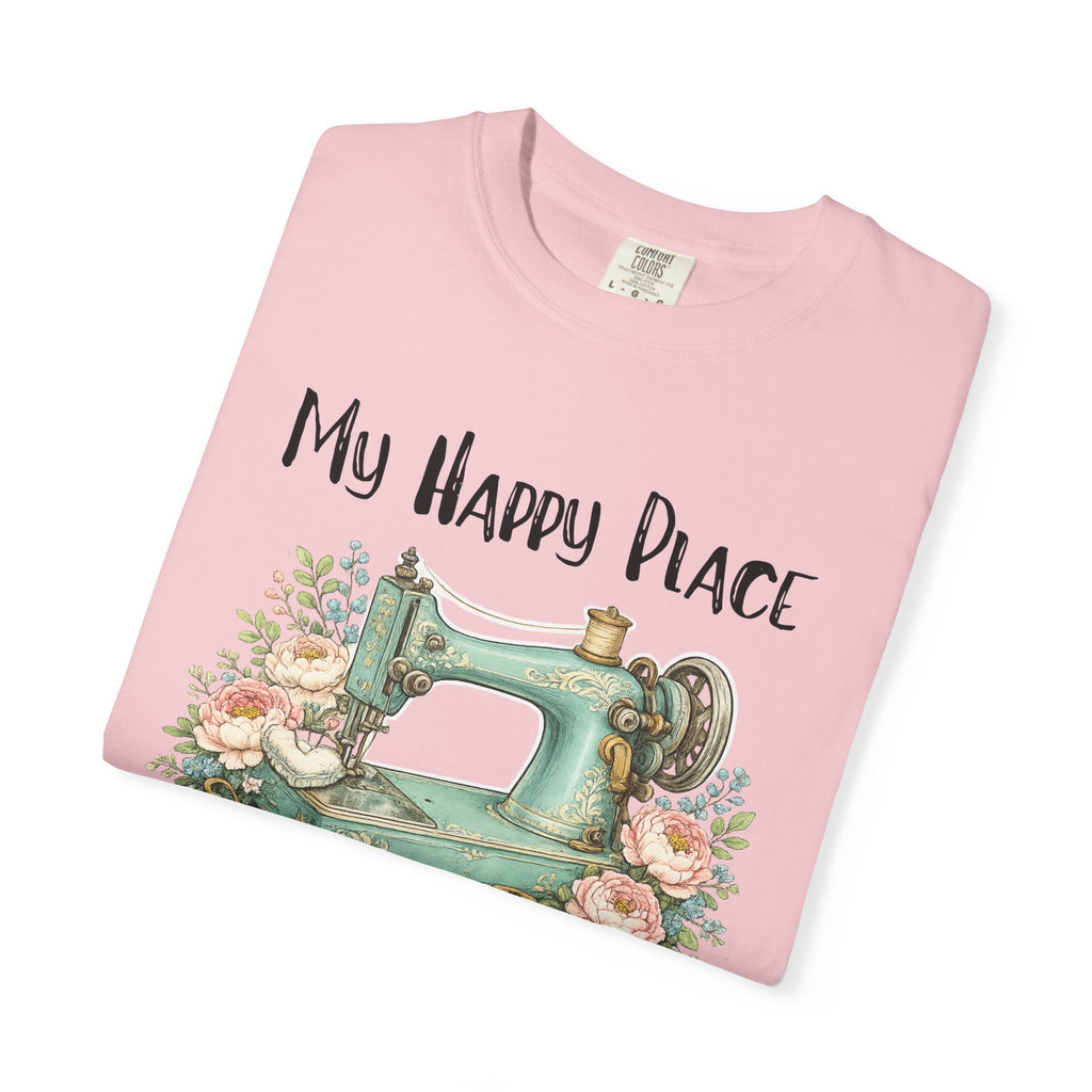 Sewing Lover T-Shirt — "My Happy Place" Vintage Sewing Machine Tee