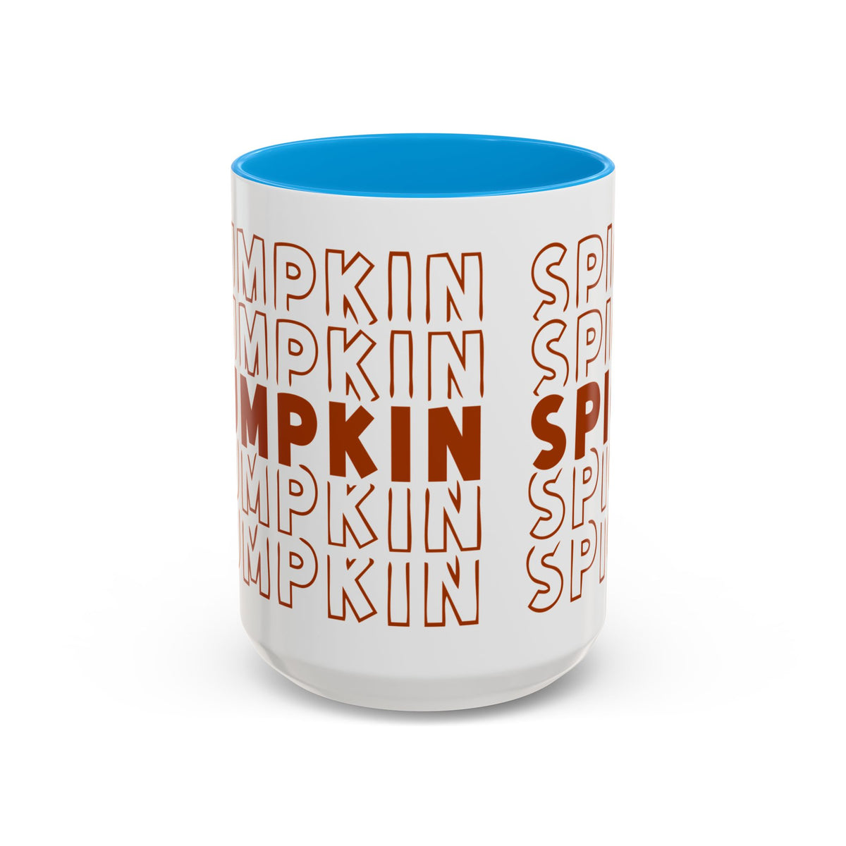Pumpkin Spice Mug — Repeating 'SPICE' Retro Fall Coffee Cup (11oz/15oz)
