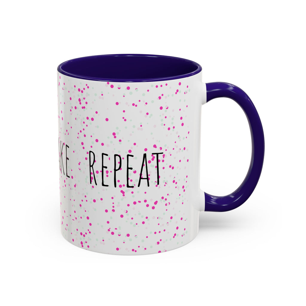 Eat Sleep Bake Repeat Mug | Pink Confetti Ceramic Coffee Cup (11oz, 15oz)
