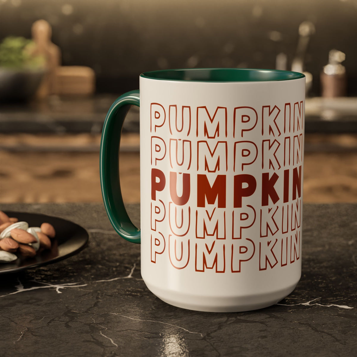 Pumpkin Spice Mug — Repeating 'SPICE' Retro Fall Coffee Cup (11oz/15oz)