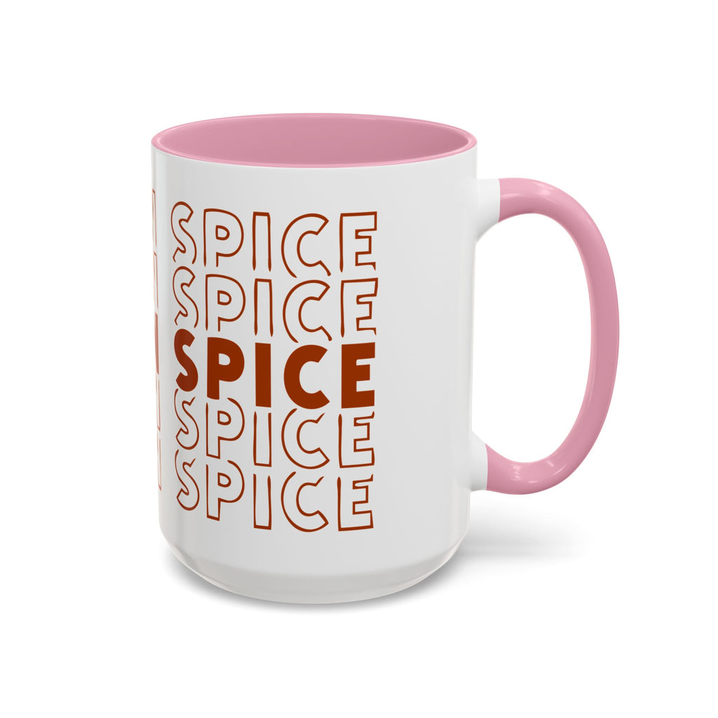 Pumpkin Spice Mug — Repeating 'SPICE' Retro Fall Coffee Cup (11oz/15oz)