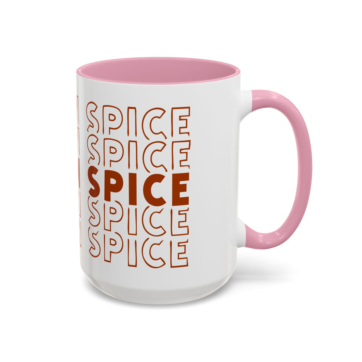 Pumpkin Spice Mug — Repeating 'SPICE' Retro Fall Coffee Cup (11oz/15oz)