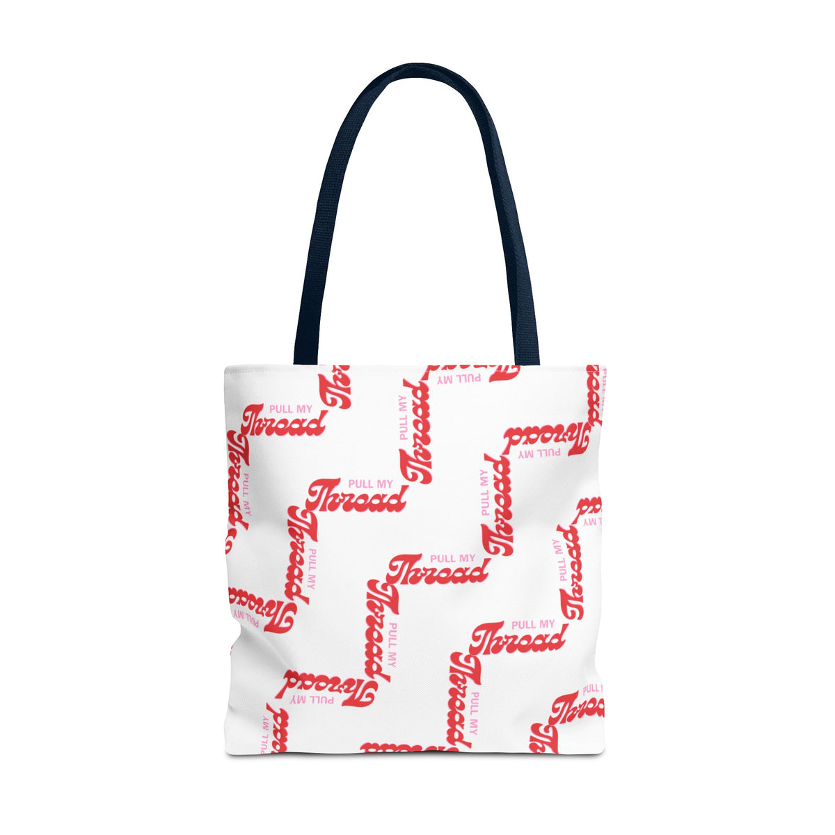 Retro Script 'Pull My Thread" Tote Bag — All-Over Print Fashion Tote