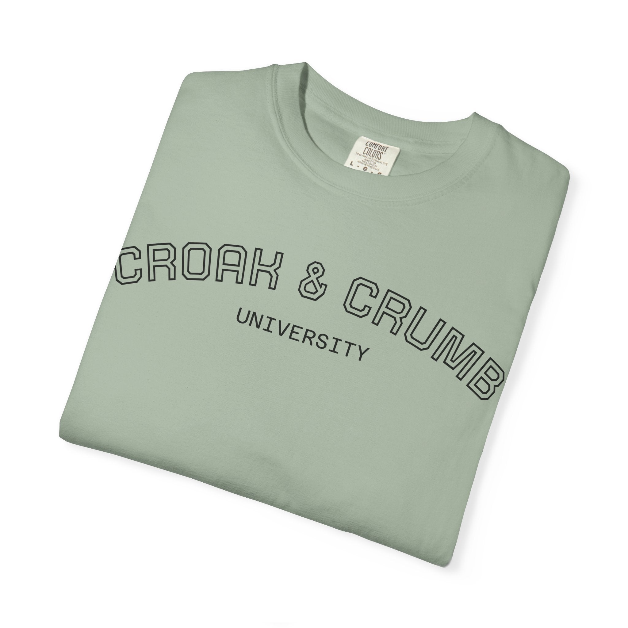 Croak & Crumb University shirt | Collegiate outline text tee