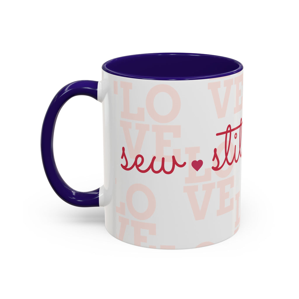 Love Quilting script mug | Colorful ceramic coffee cup