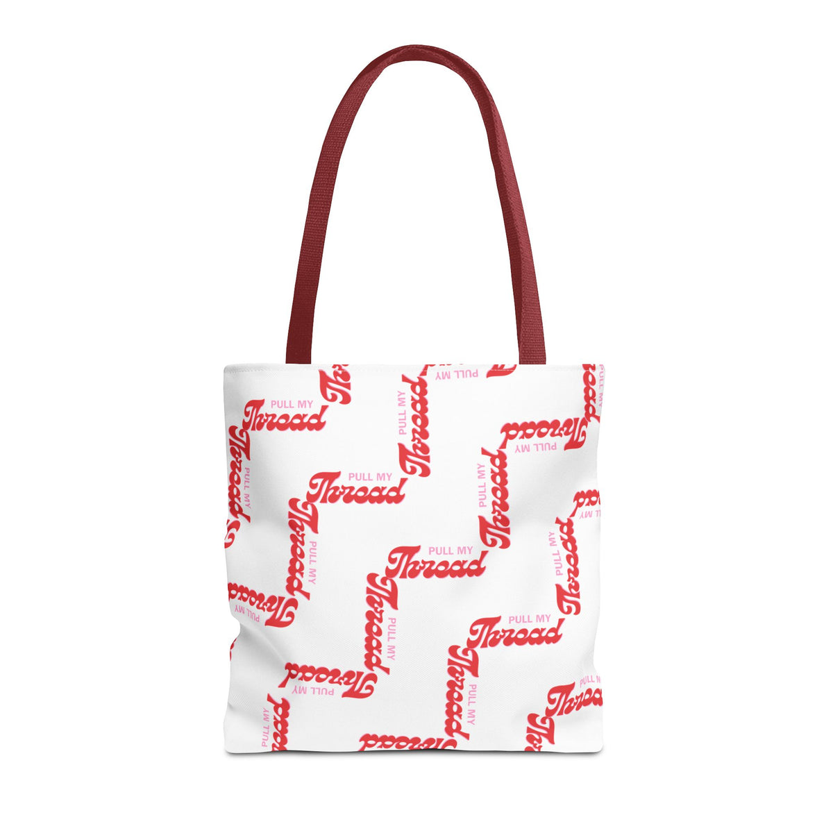 Retro Script 'Pull My Thread" Tote Bag — All-Over Print Fashion Tote