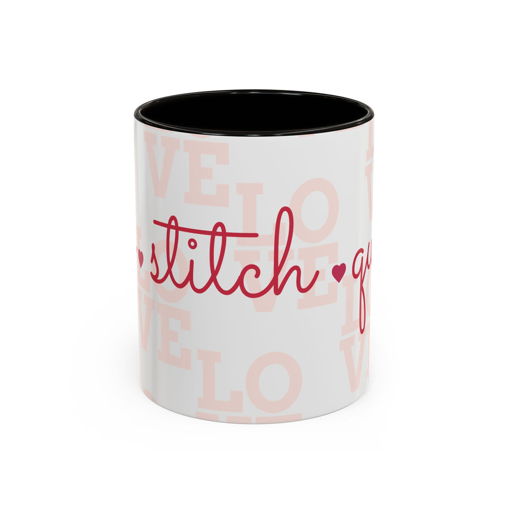 Love Quilting script mug | Colorful ceramic coffee cup