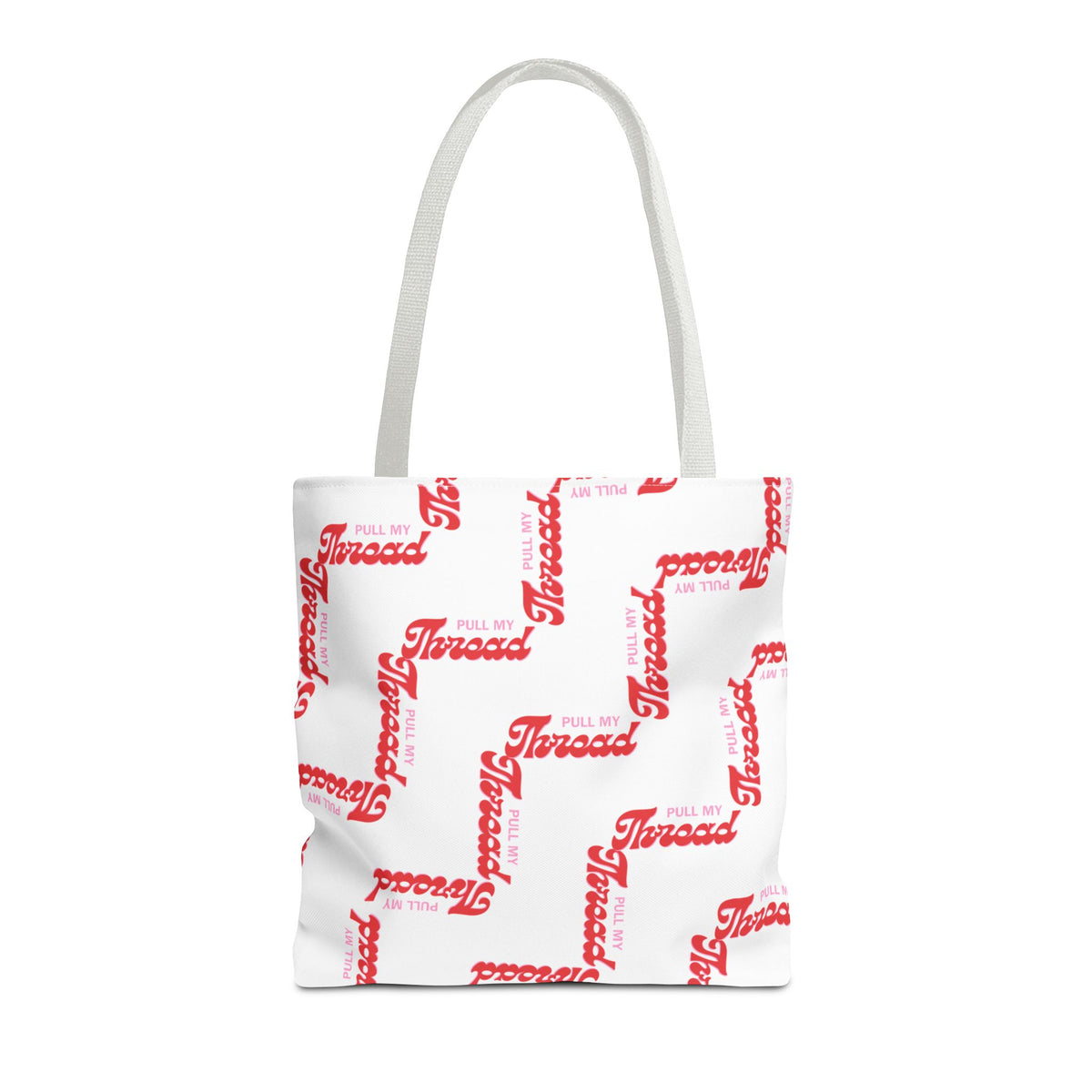 Retro Script 'Pull My Thread" Tote Bag — All-Over Print Fashion Tote