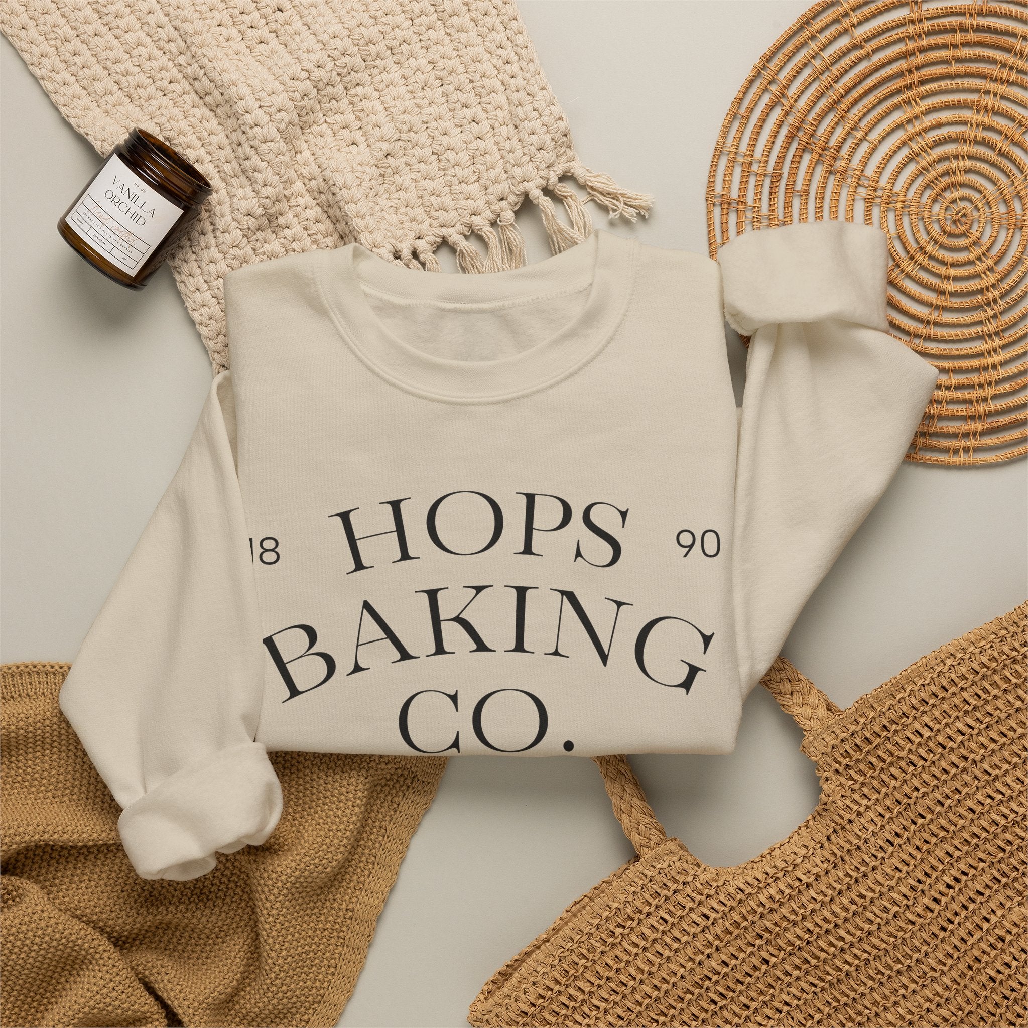 Hops Baking Co. Sweatshirt | Vintage Bakery Design