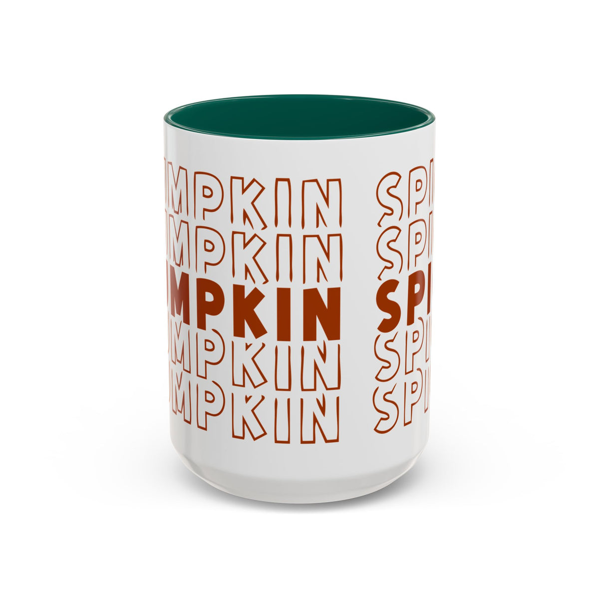 Pumpkin Spice Mug — Repeating 'SPICE' Retro Fall Coffee Cup (11oz/15oz)
