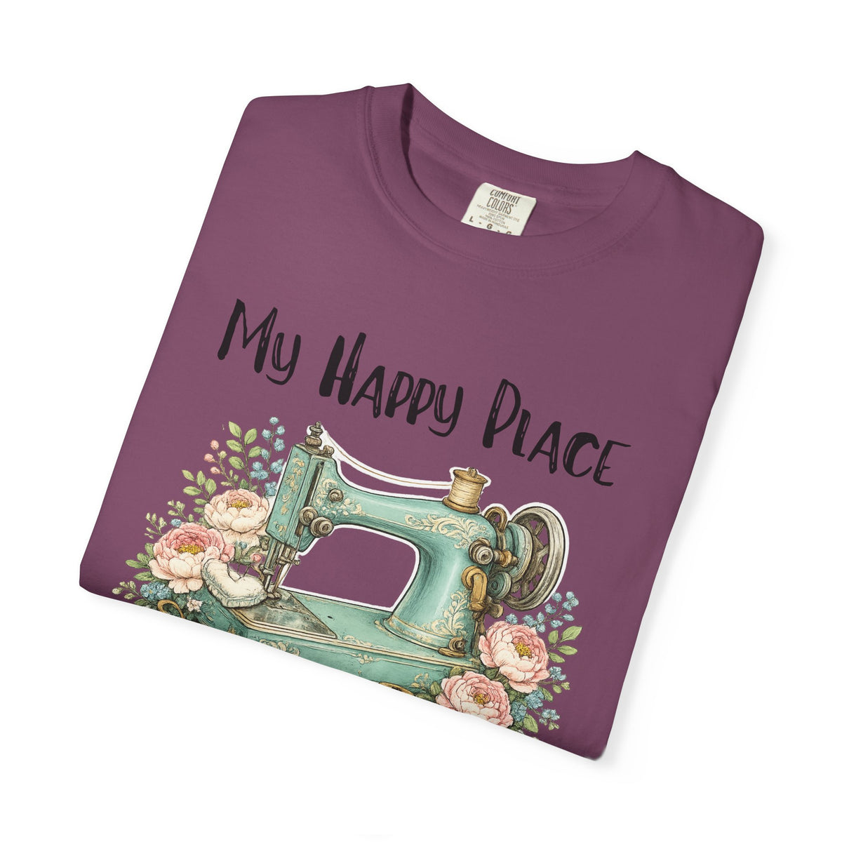 Sewing Lover T-Shirt — "My Happy Place" Vintage Sewing Machine Tee