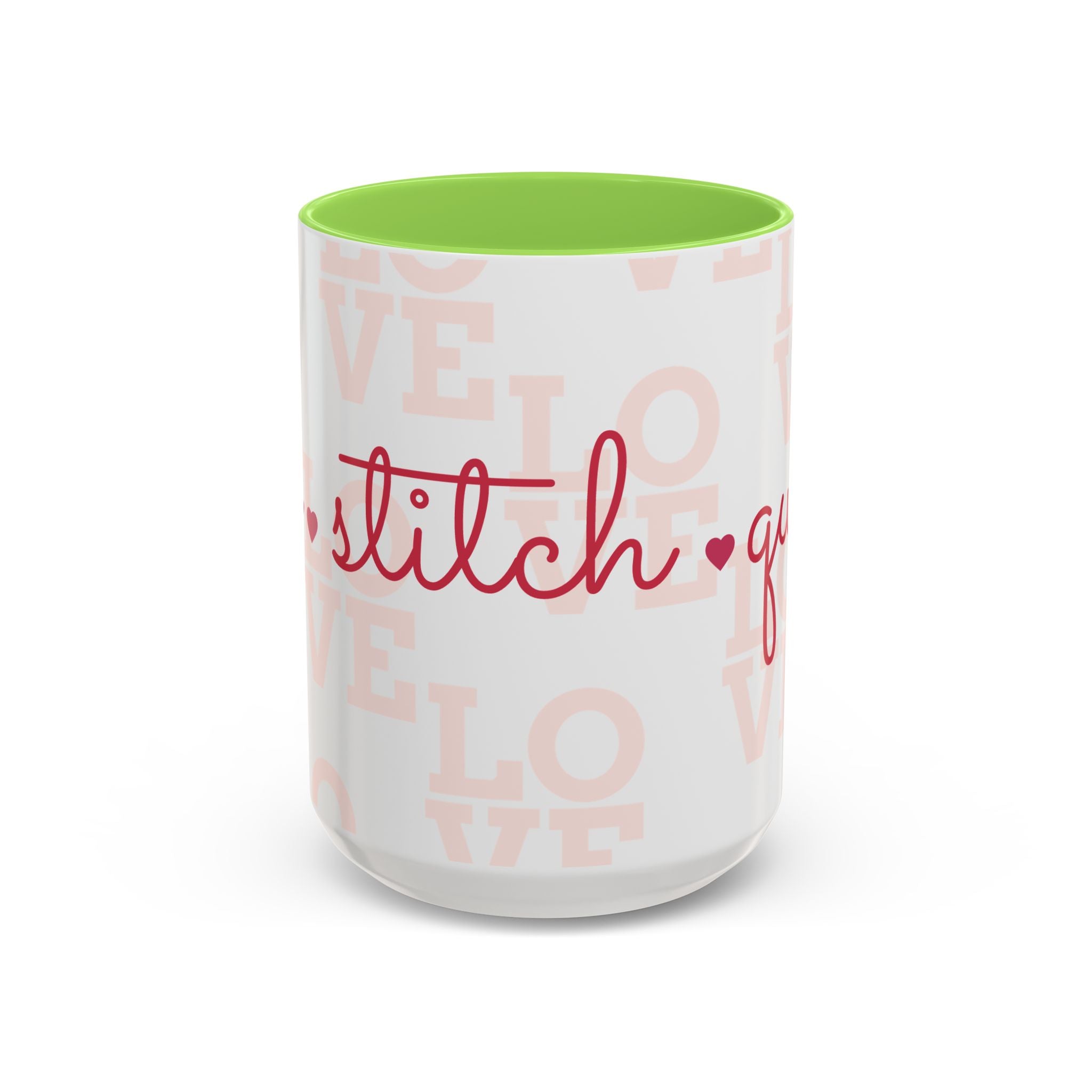 Love Quilting script mug | Colorful ceramic coffee cup