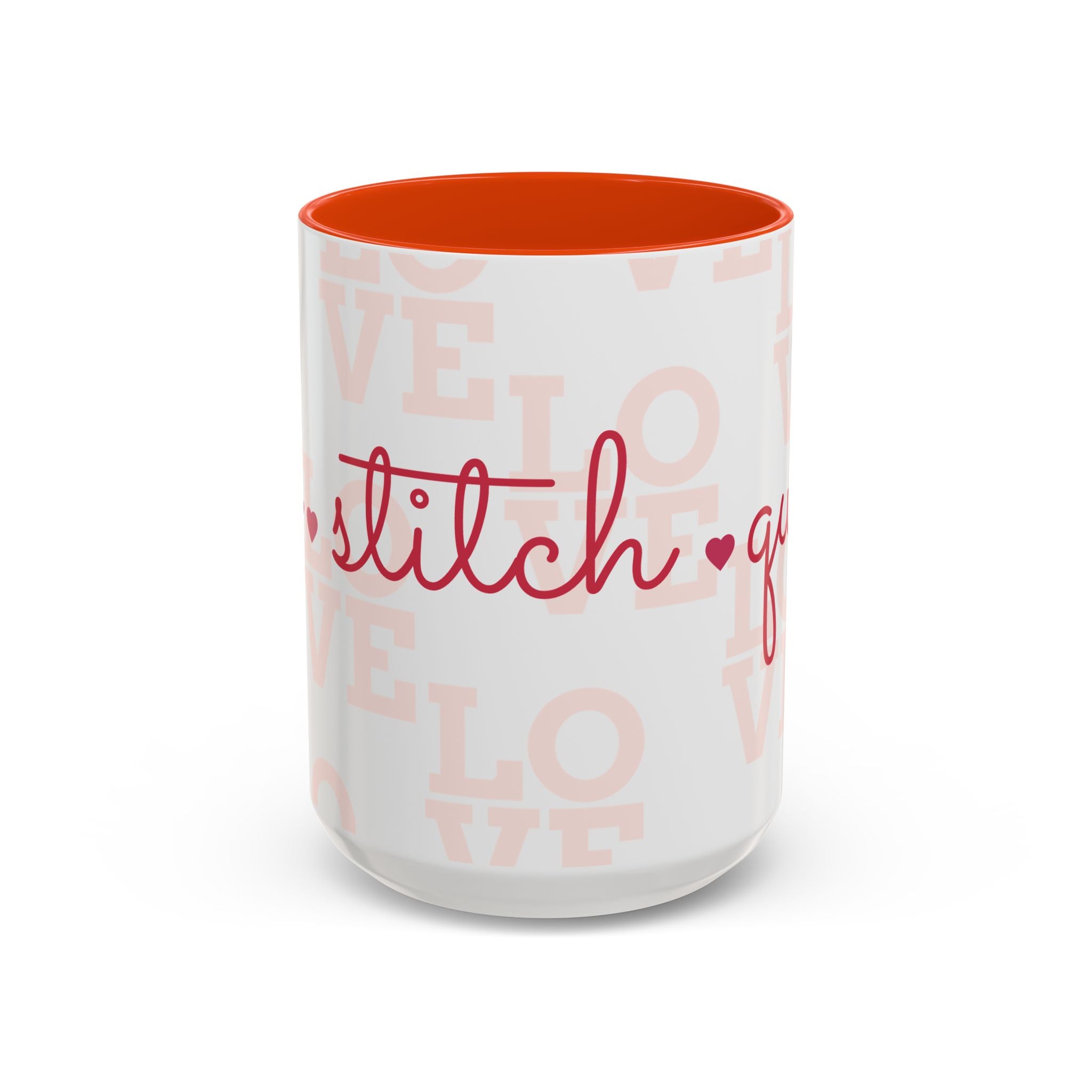 Love Quilting script mug | Colorful ceramic coffee cup