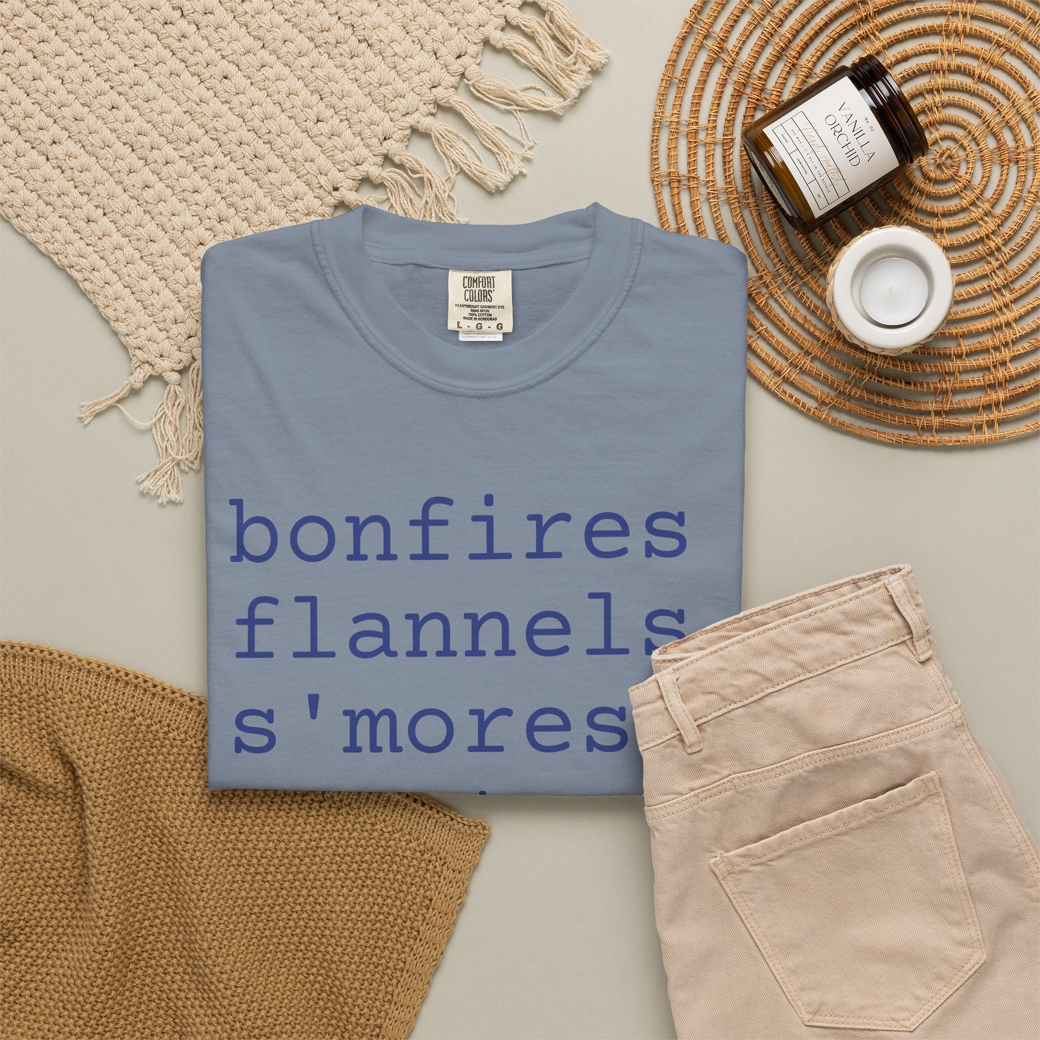 bonfires flannels s'mores sweaters campfires & BAKING T-shirt | Cozy Fall Typography Tee