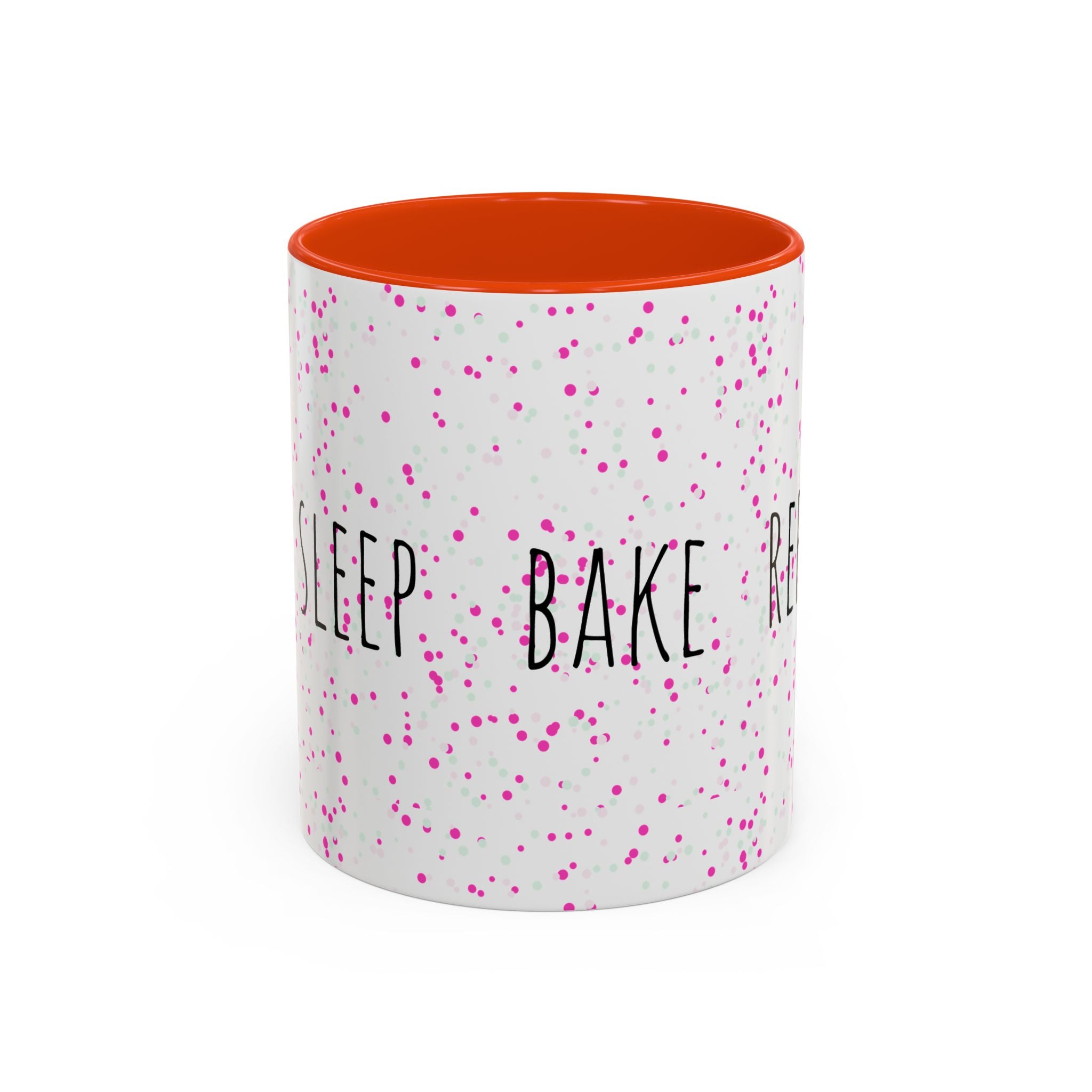 Eat Sleep Bake Repeat Mug | Pink Confetti Ceramic Coffee Cup (11oz, 15oz)