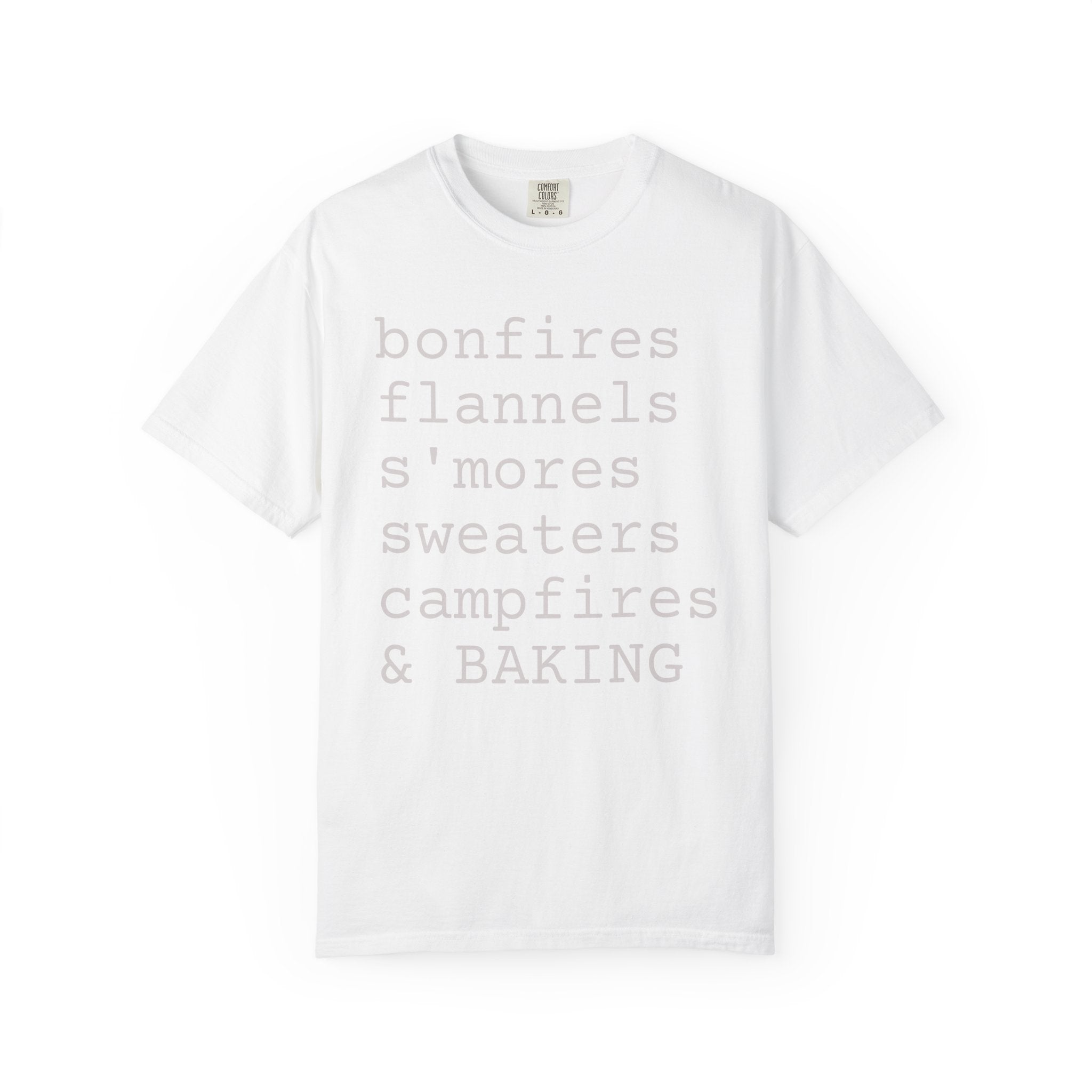 bonfires flannels s'mores sweaters campfires & BAKING T-shirt | Cozy Fall Typography Tee