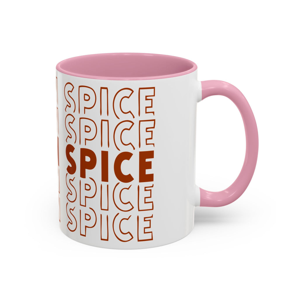 Pumpkin Spice Mug — Repeating 'SPICE' Retro Fall Coffee Cup (11oz/15oz)