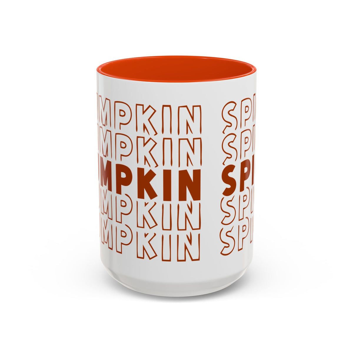 Pumpkin Spice Mug — Repeating 'SPICE' Retro Fall Coffee Cup (11oz/15oz)