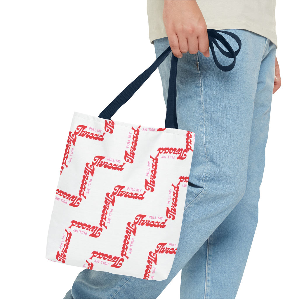 Retro Script 'Pull My Thread" Tote Bag — All-Over Print Fashion Tote