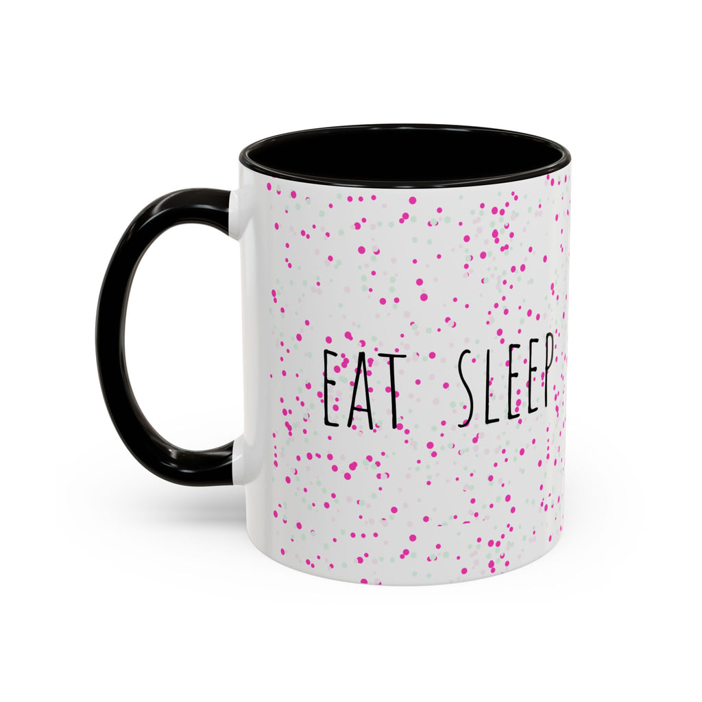 Eat Sleep Bake Repeat Mug | Pink Confetti Ceramic Coffee Cup (11oz, 15oz)
