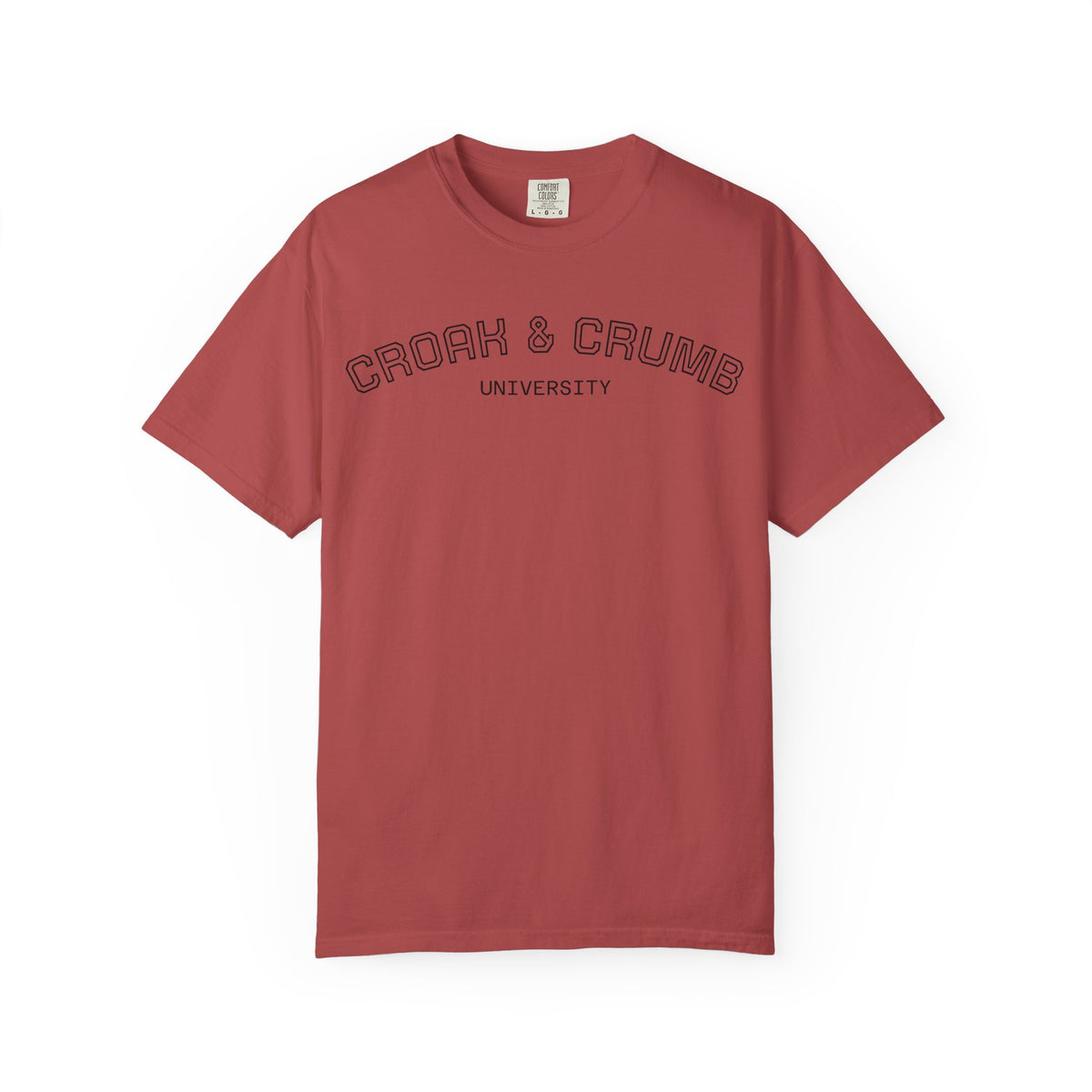 Croak & Crumb University shirt | Collegiate outline text tee