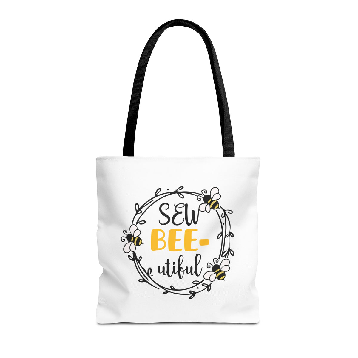 Sew Bee-utiful Tote Bag White | bee sewing craft motif