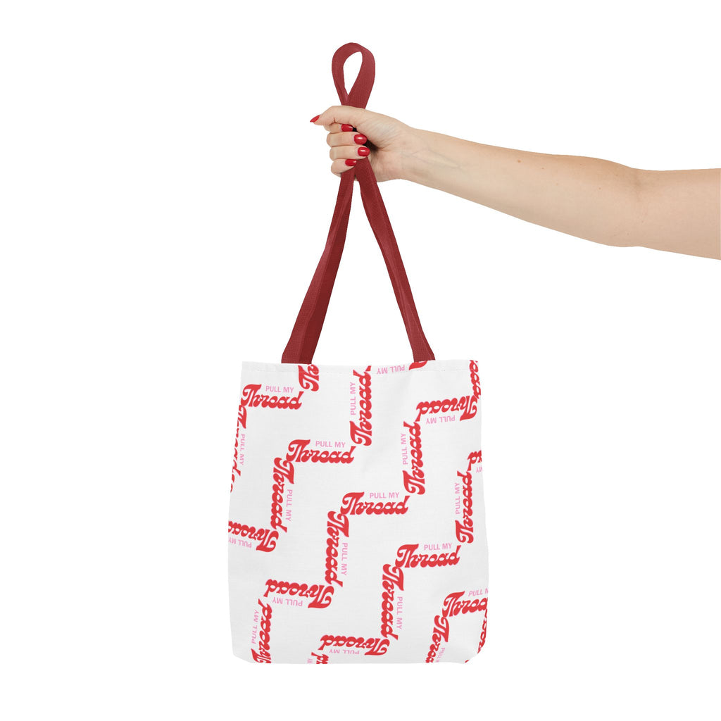 Retro Script 'Pull My Thread" Tote Bag — All-Over Print Fashion Tote