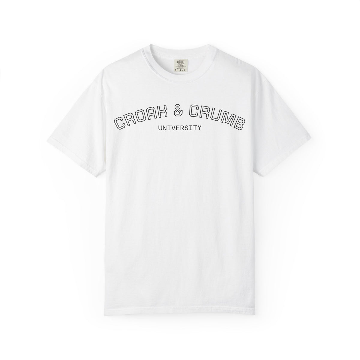 Croak & Crumb University shirt | Collegiate outline text tee