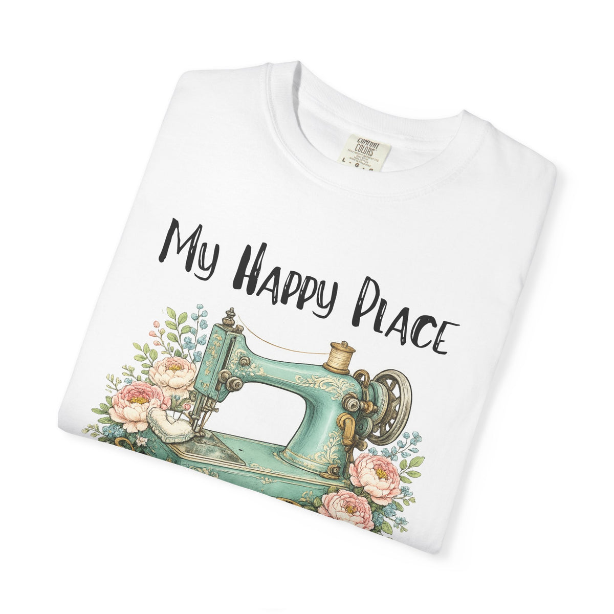 Sewing Lover T-Shirt — "My Happy Place" Vintage Sewing Machine Tee