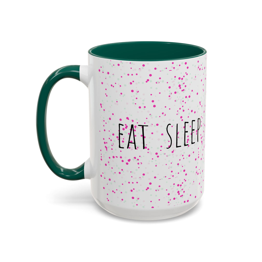 Eat Sleep Bake Repeat Mug | Pink Confetti Ceramic Coffee Cup (11oz, 15oz)