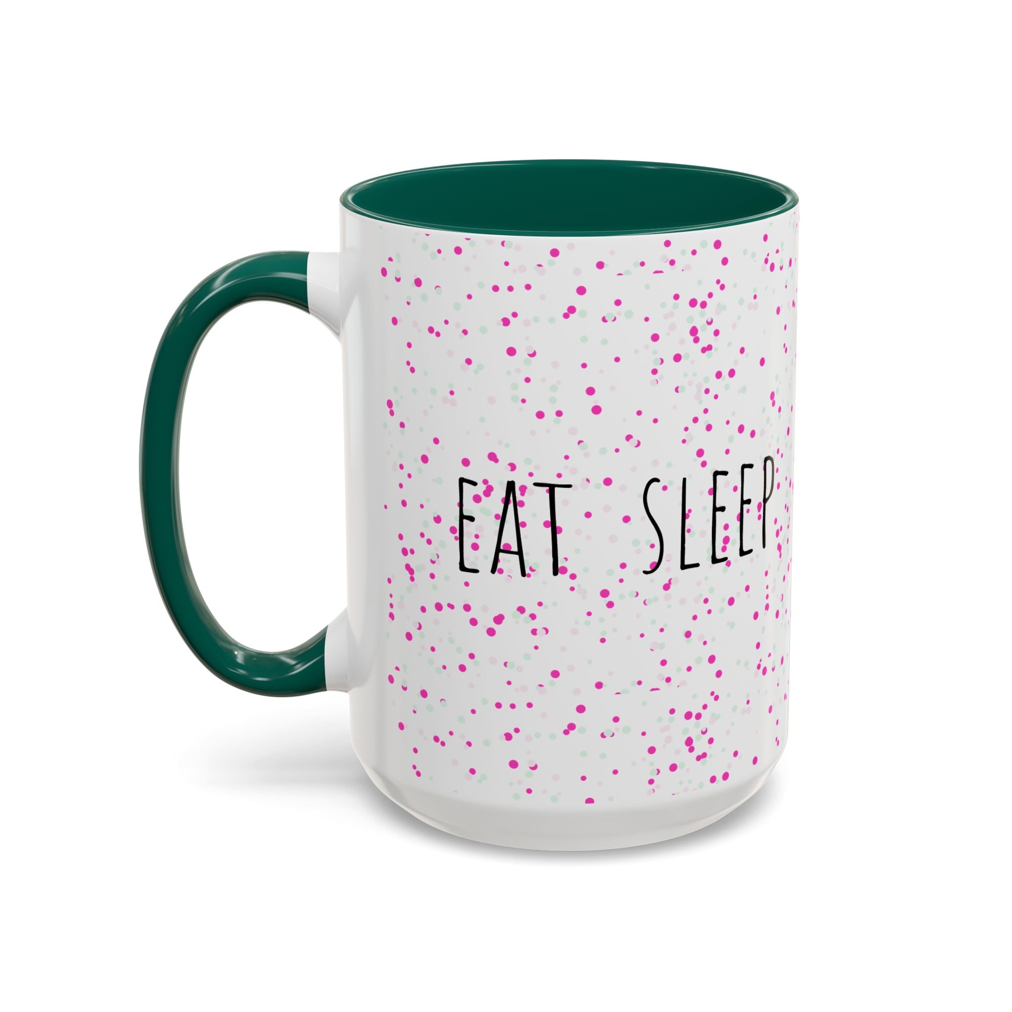 Eat Sleep Bake Repeat Mug | Pink Confetti Ceramic Coffee Cup (11oz, 15oz)