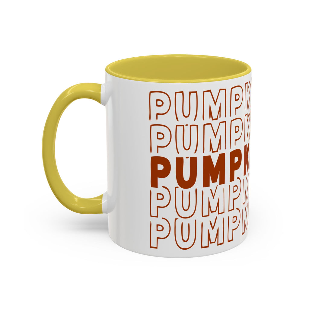 Pumpkin Spice Mug — Repeating 'SPICE' Retro Fall Coffee Cup (11oz/15oz)