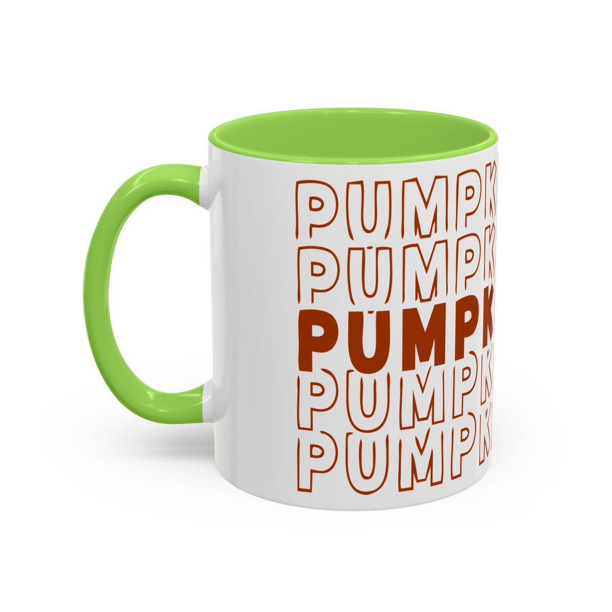 Pumpkin Spice Mug — Repeating 'SPICE' Retro Fall Coffee Cup (11oz/15oz)