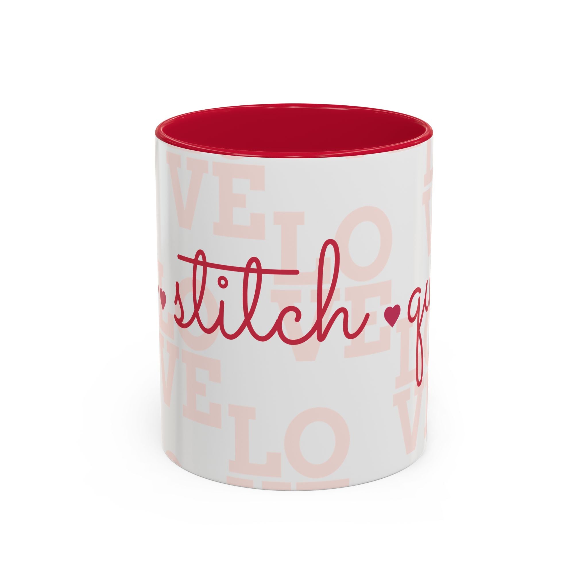 Love Quilting script mug | Colorful ceramic coffee cup