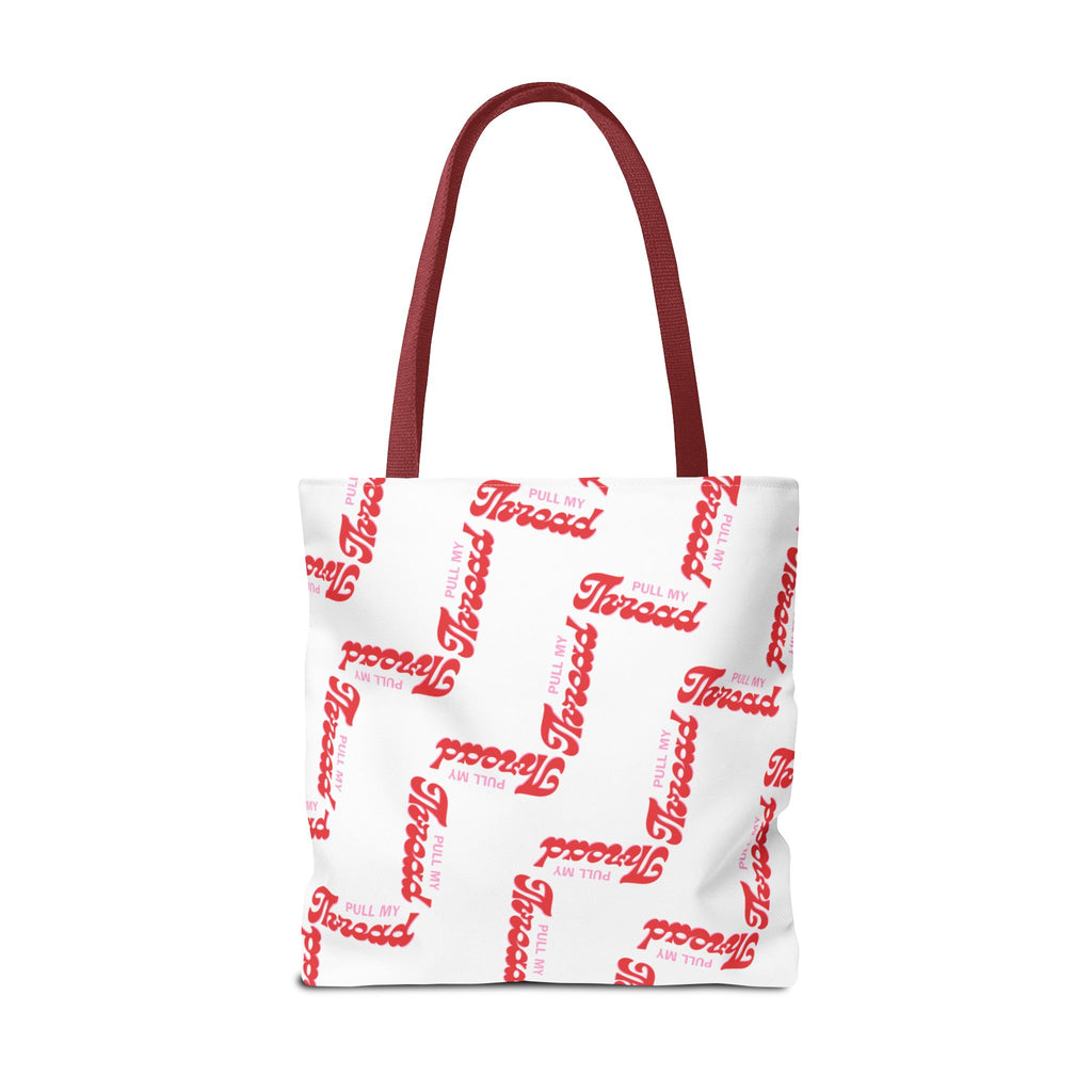 Retro Script 'Pull My Thread" Tote Bag — All-Over Print Fashion Tote