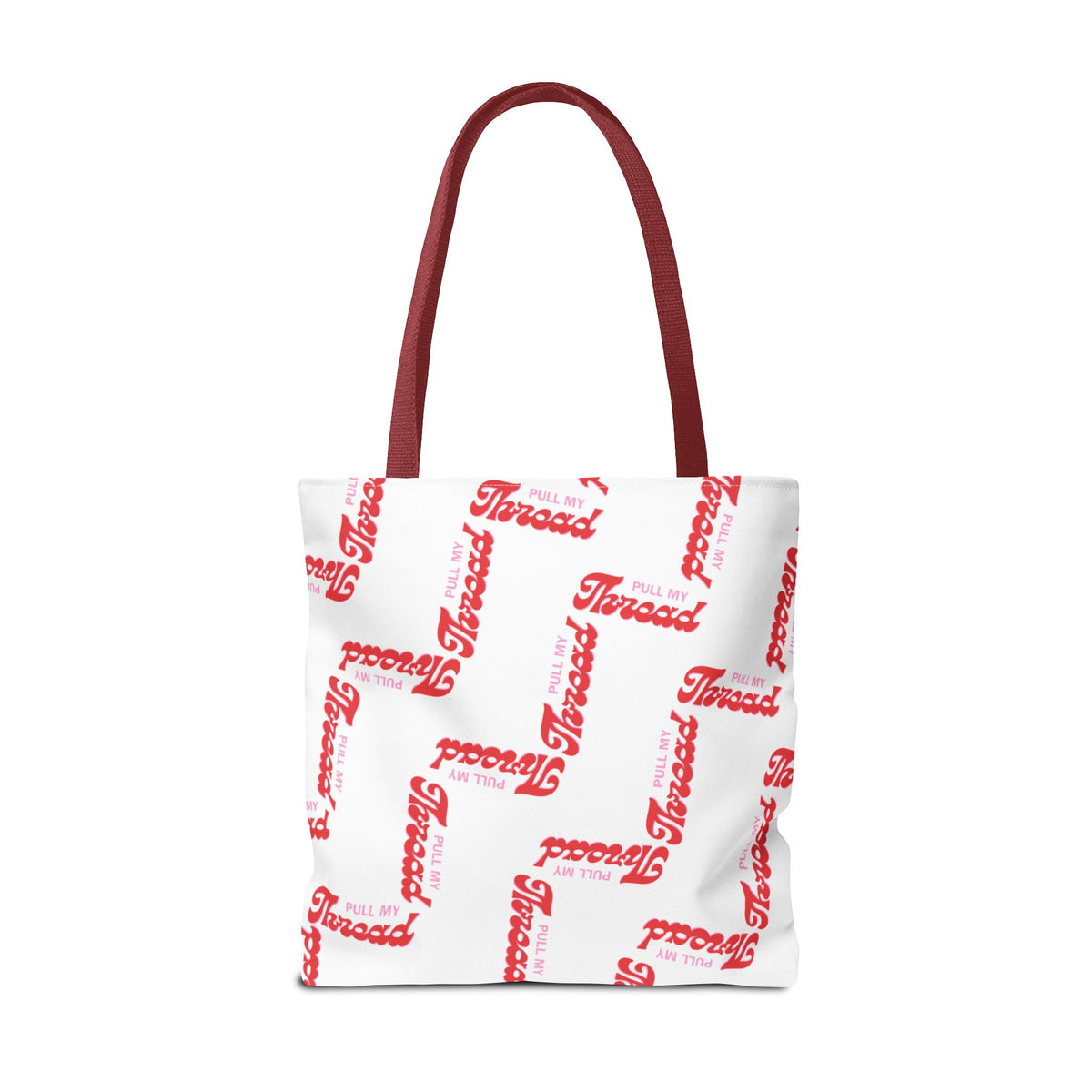 Retro Script 'Pull My Thread" Tote Bag — All-Over Print Fashion Tote