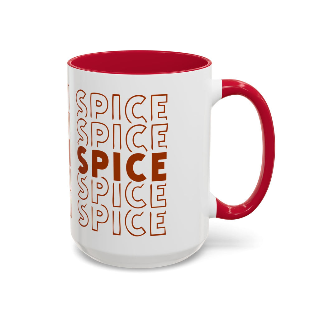 Pumpkin Spice Mug — Repeating 'SPICE' Retro Fall Coffee Cup (11oz/15oz)