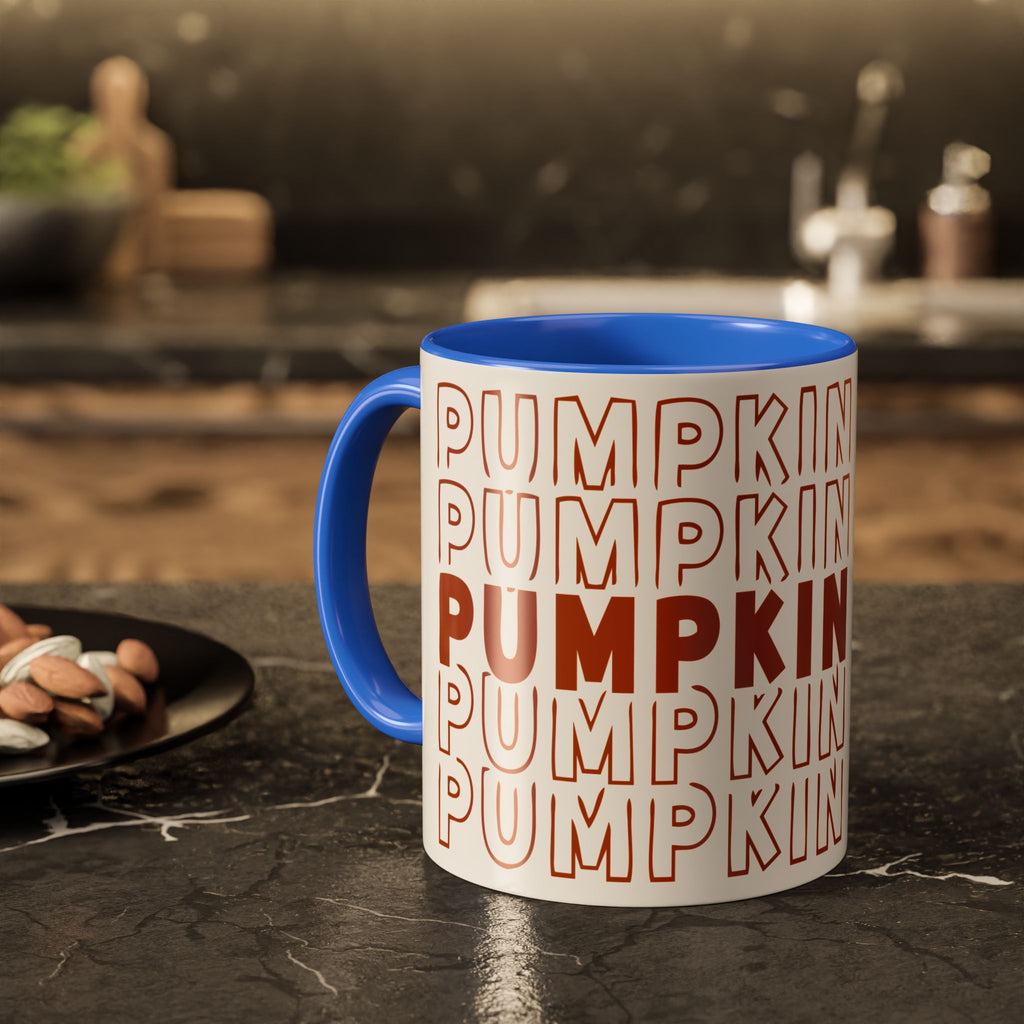 Pumpkin Spice Mug — Repeating 'SPICE' Retro Fall Coffee Cup (11oz/15oz)
