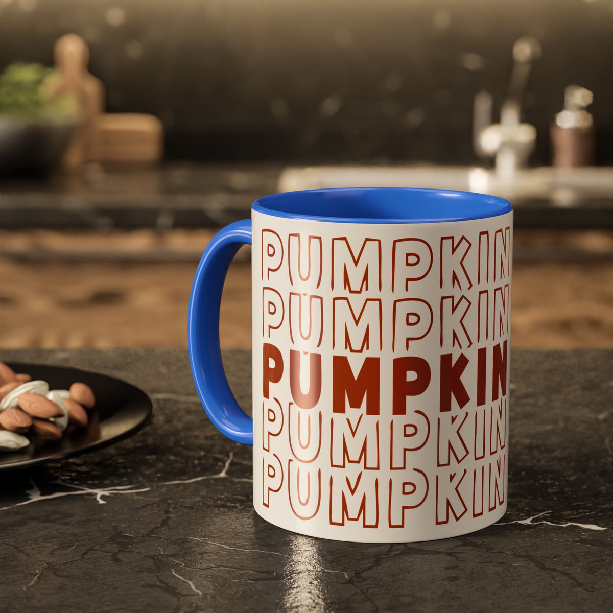Pumpkin Spice Mug — Repeating 'SPICE' Retro Fall Coffee Cup (11oz/15oz)