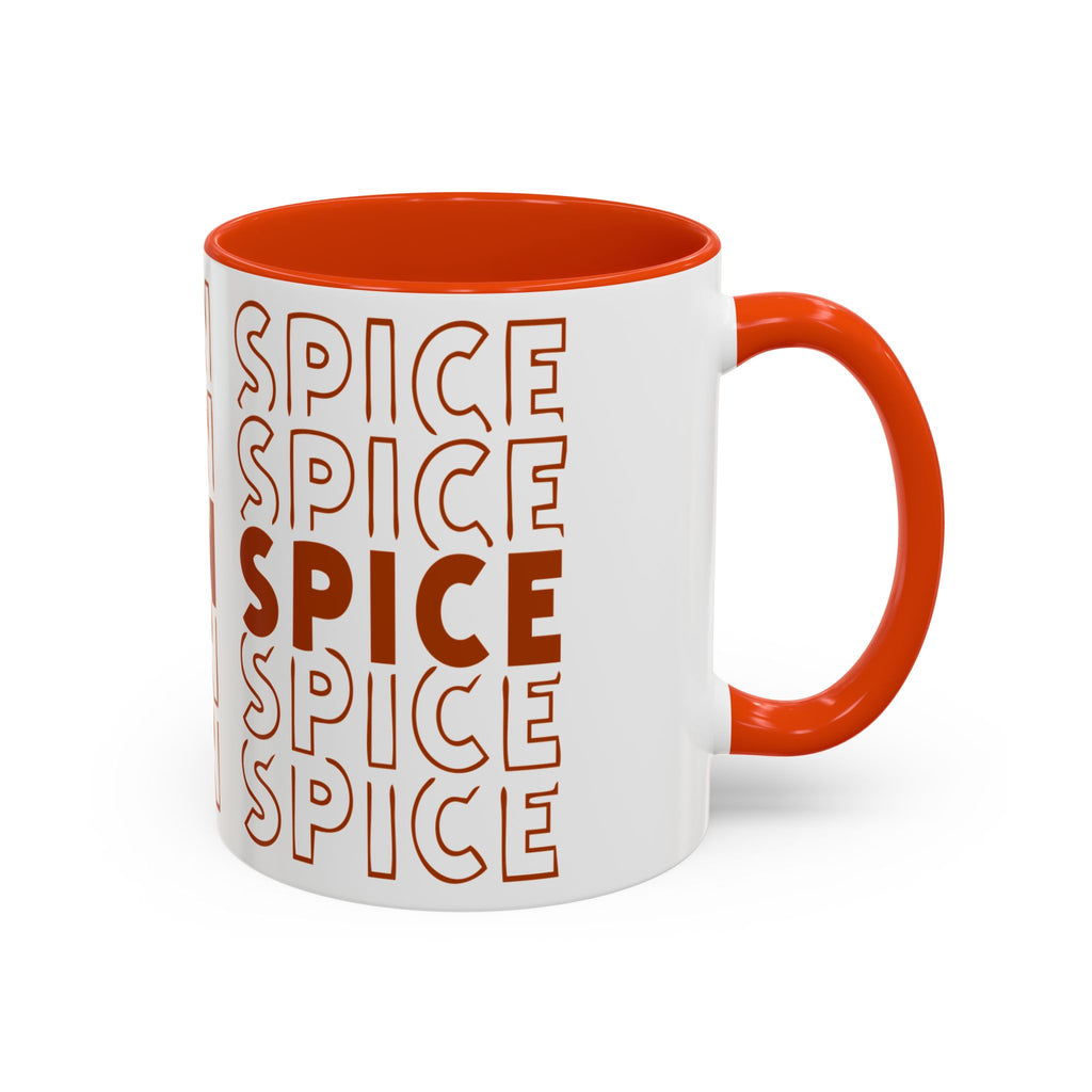 Pumpkin Spice Mug — Repeating 'SPICE' Retro Fall Coffee Cup (11oz/15oz)