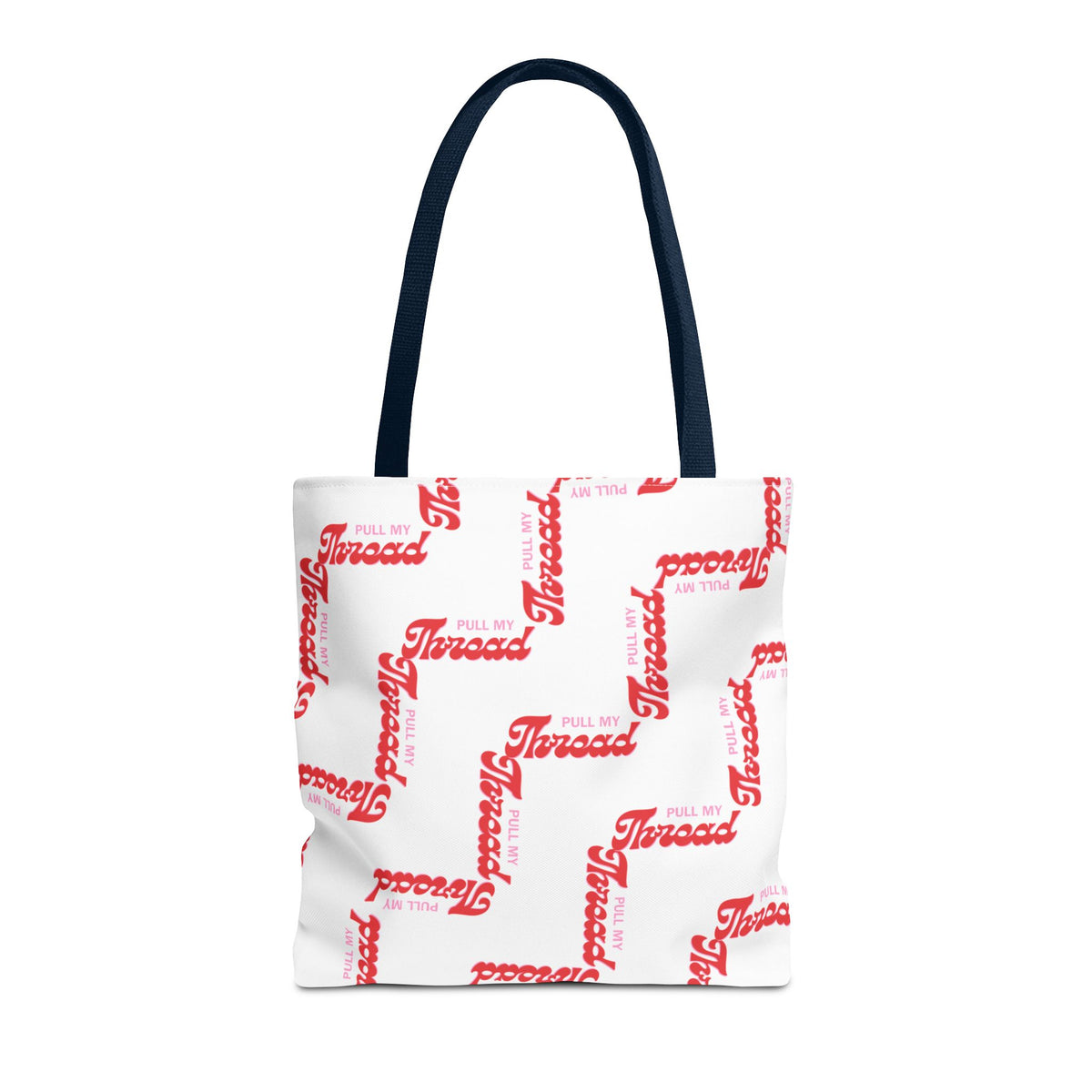 Retro Script 'Pull My Thread" Tote Bag — All-Over Print Fashion Tote