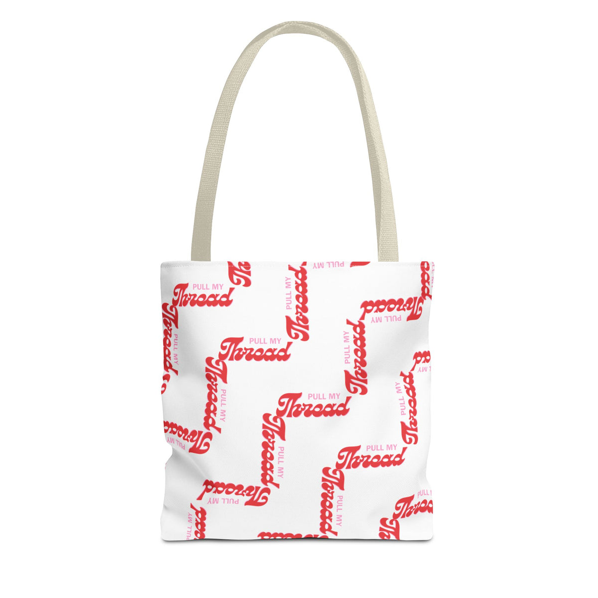 Retro Script 'Pull My Thread" Tote Bag — All-Over Print Fashion Tote