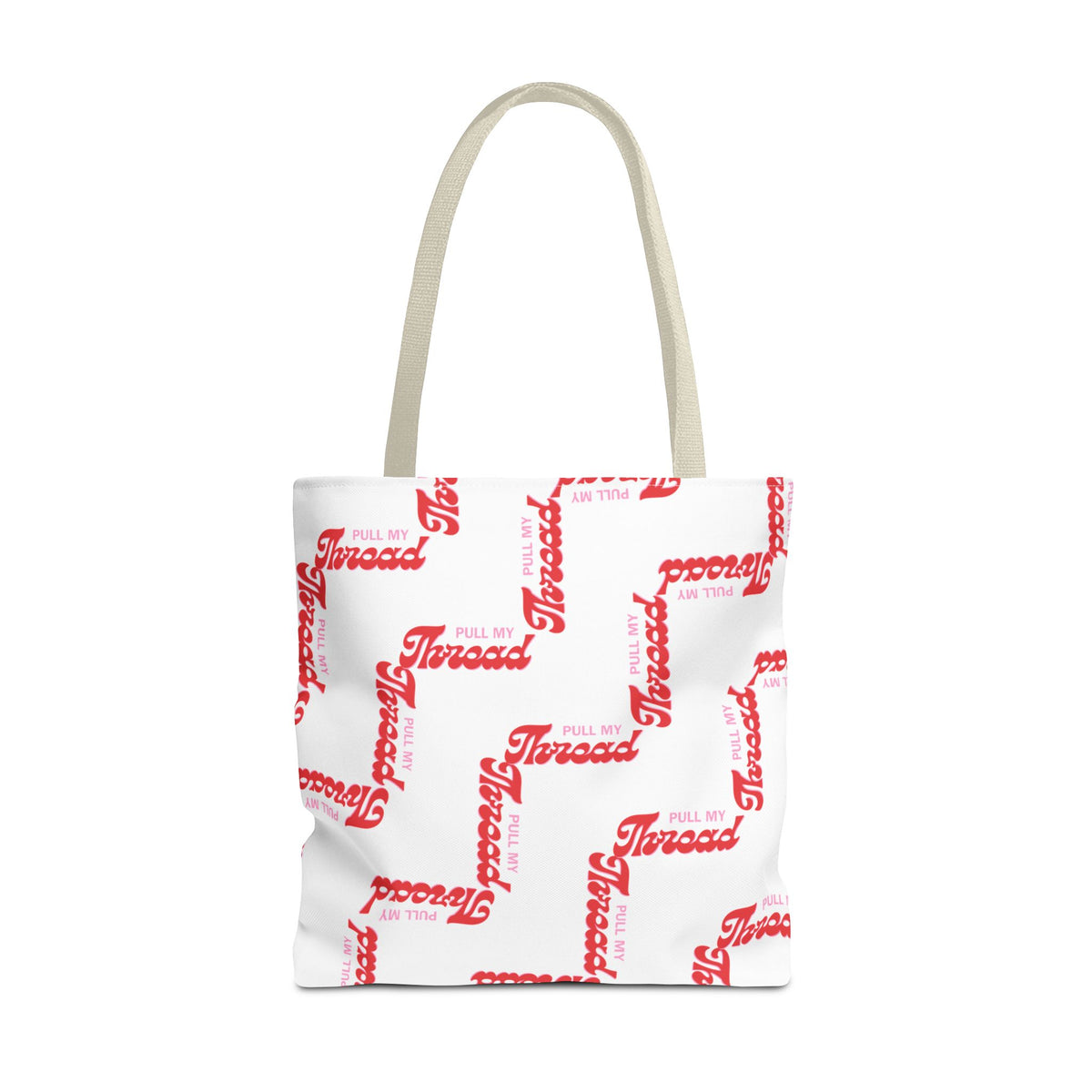 Retro Script 'Pull My Thread" Tote Bag — All-Over Print Fashion Tote