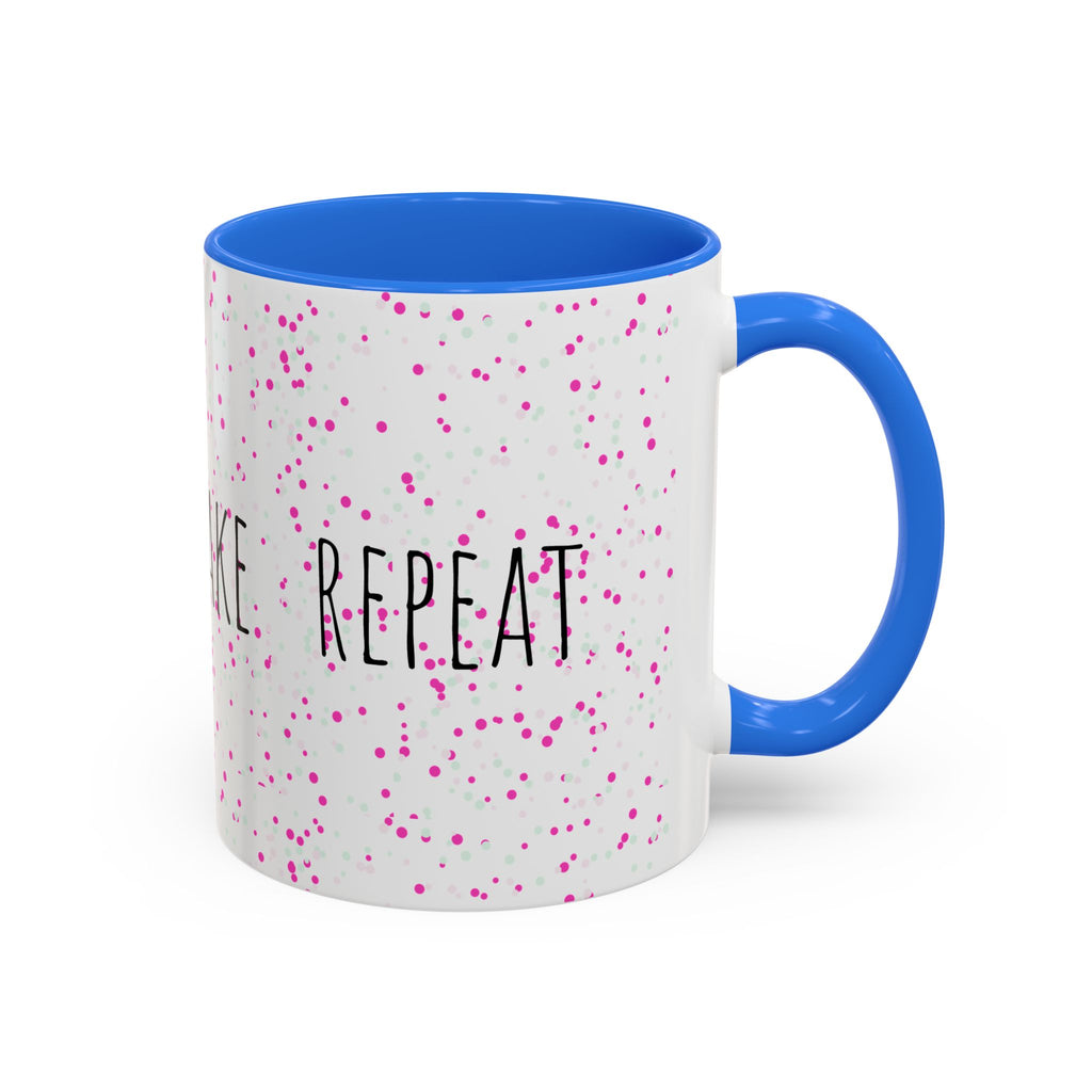 Eat Sleep Bake Repeat Mug | Pink Confetti Ceramic Coffee Cup (11oz, 15oz)